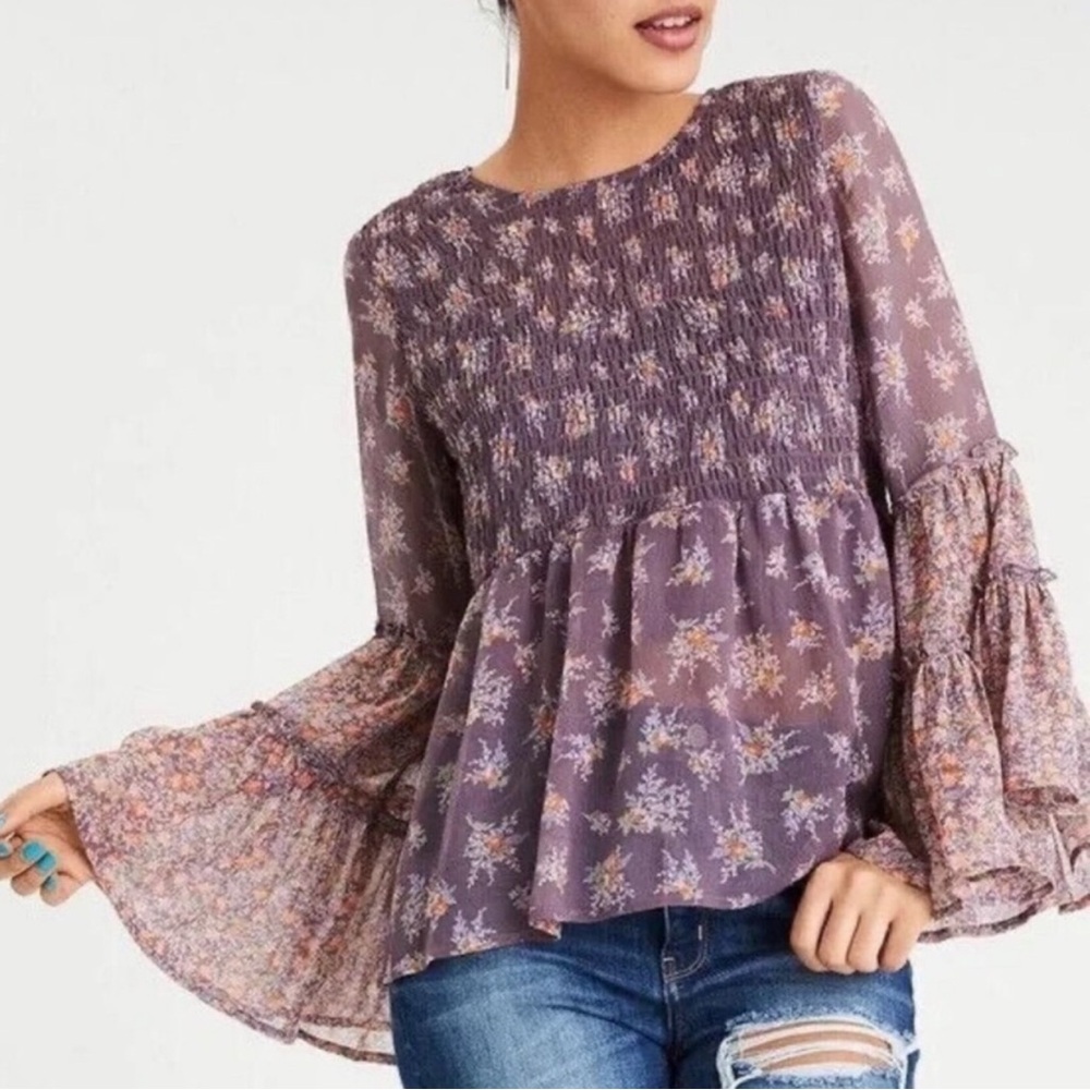 AE - Floral Smocked Blouse